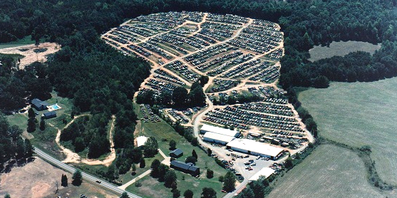Aerial view of Morrow Motors' 40-acre inventory yard